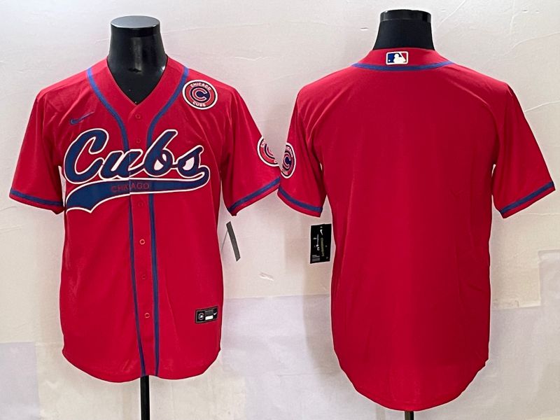 Men 2025 Chicago Cubs Blank Red Joint Name Nike MLB Jersey style 4
